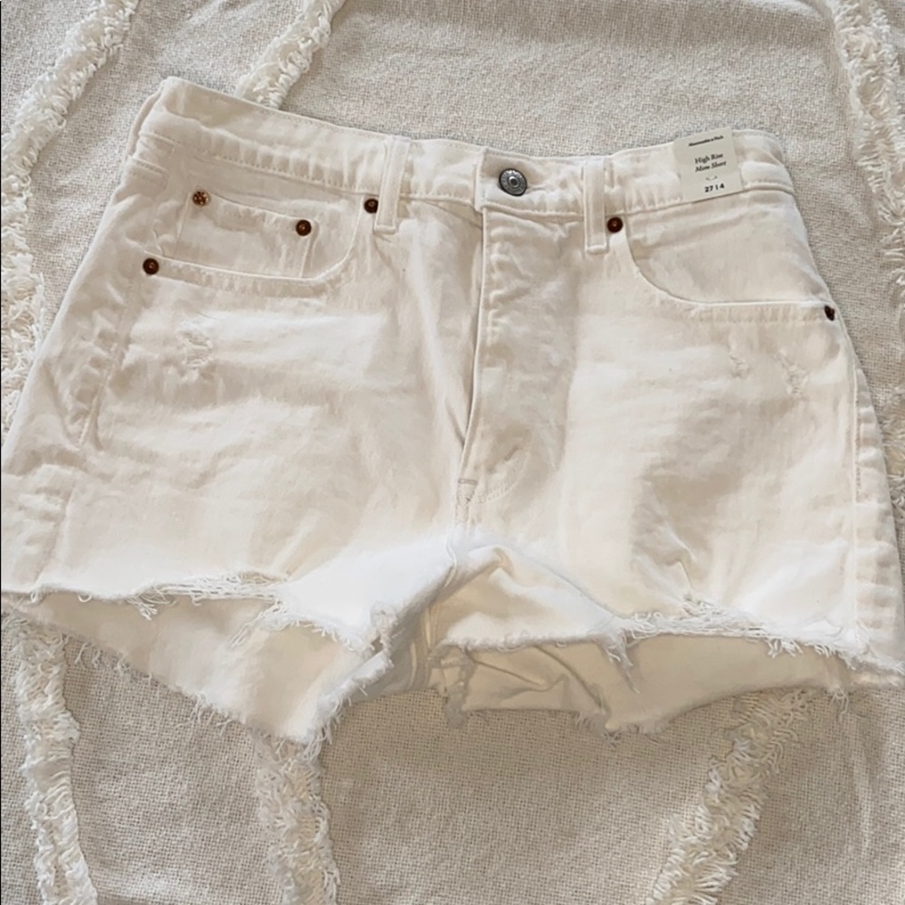 Abercrombie & fit high rise mom white jean shorts